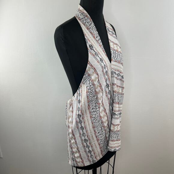 NWT by Anthropologie Cream Multi Knit Backless Halter Neck Sleeveless Top XL NEW - Picture 2 of 7